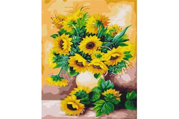 Mal efter tal - A bouquet of sunflowers