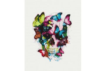 Mal efter tal - Skull with butterflies