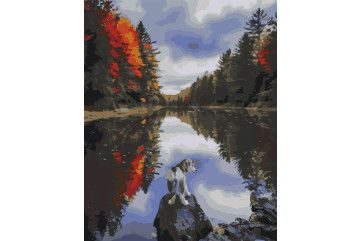 Mal efter tal - Dog by the lake