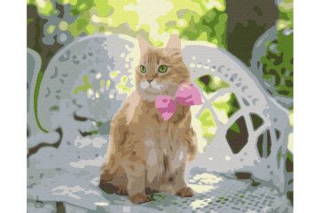 Mal efter tal - Ginger with a pink bow