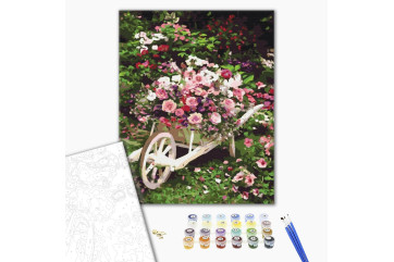 Mal efter tal - Garden cart with flowers