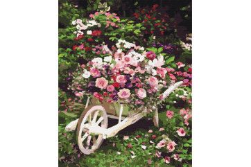 Mal efter tal - Garden cart with flowers
