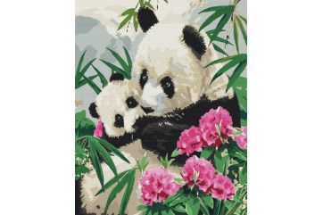 Mal efter tal - Mom panda with cub