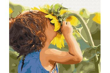Mal efter tal - Child near a sunflower