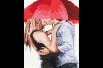 Mal efter tal - He and she under an umbrella