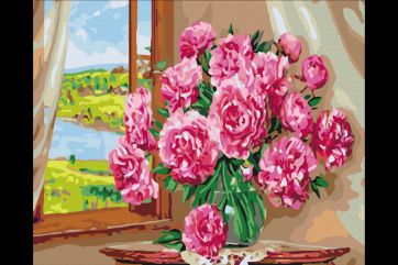 Mal efter tal - Bright peonies
