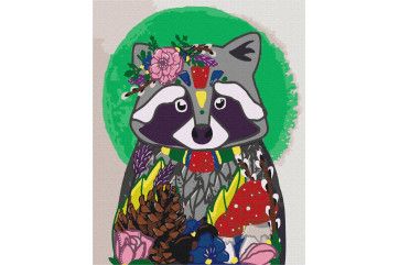 Mal efter tal - Raccoon with gifts
