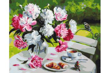 Mal efter tal - Breakfast with peonies