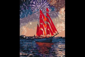 Mal efter tal - Sailboat under fireworks