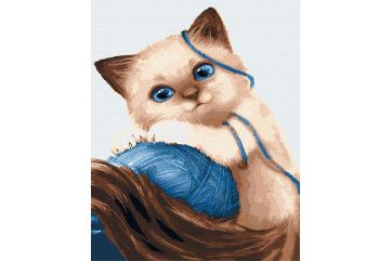 Mal efter tal - Kitten with a ball