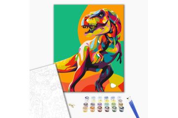 Mal efter tal - Rainbow Tyrannosaurus
