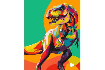 Mal efter tal - Rainbow Tyrannosaurus