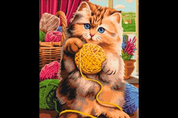 Mal efter tal - Kitten with a ball