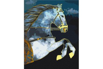 Mal efter tal - Horse at dusk with golden paint