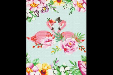 Mal efter tal - Flamingos in floral art