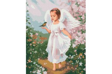Mal efter tal - Little angel with a bird