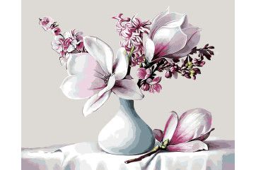 Mal efter tal - Magnolias in a vase
