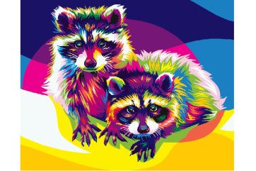Mal efter tal - Rainbow raccoons