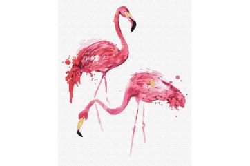 Mal efter tal - Pink flamingos
