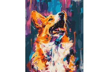 Mal efter tal - Colourful corgi