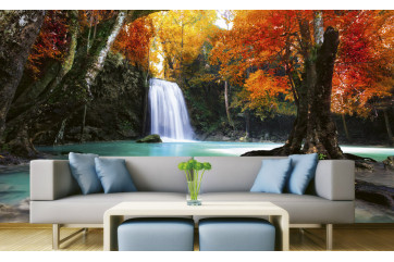 Fototapet - Deep Forest Waterfall - interiørbillede