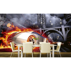Fototapet - Car In Flames - interiørbillede