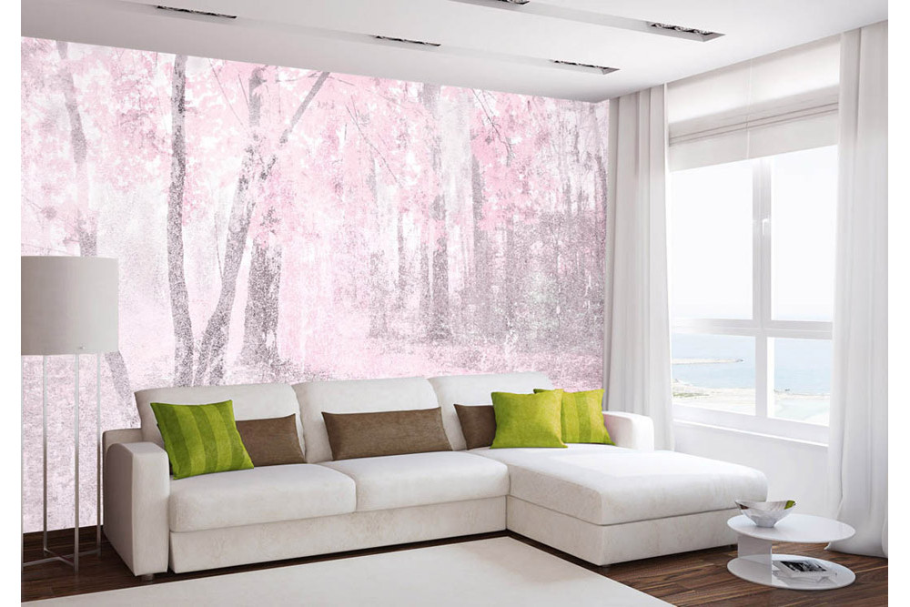 Fototapet - Pink Forest Abstract- interiørbillede