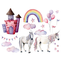 Fototapet - Unicorns And Rainbow