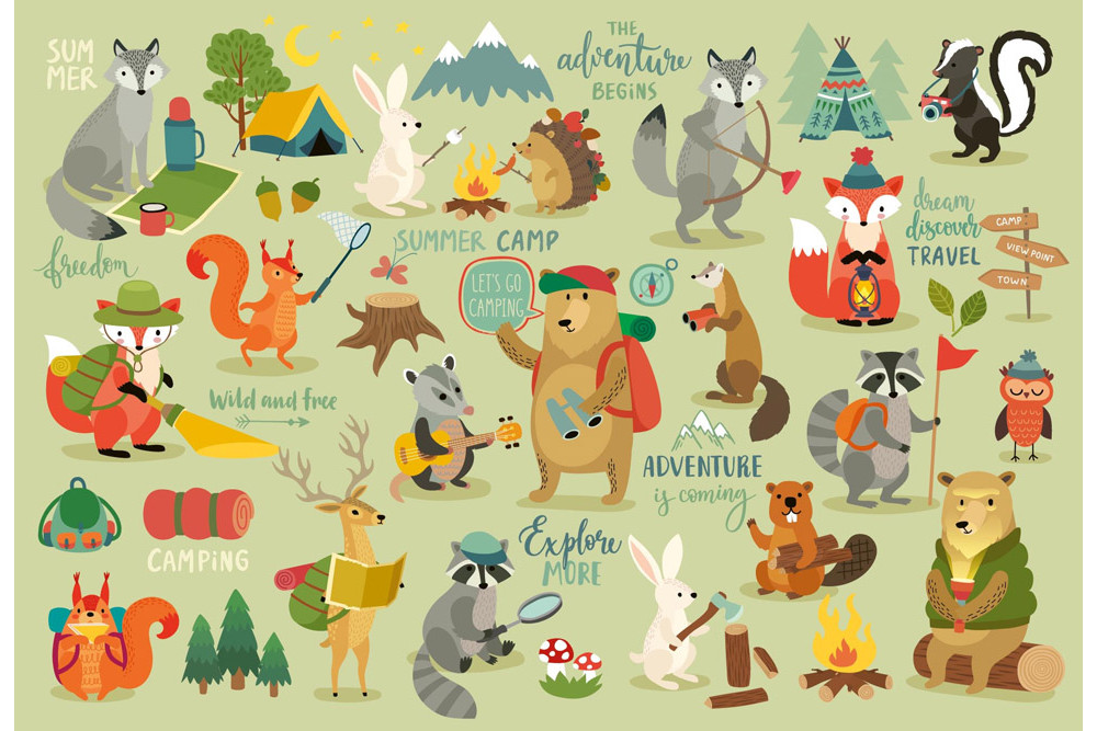 Fototapet - Camping Animals