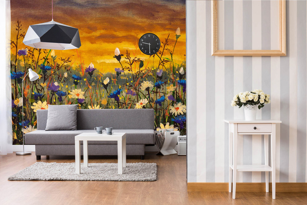 Fototapet - Daisies And Blue Cornflowers- interiørbillede