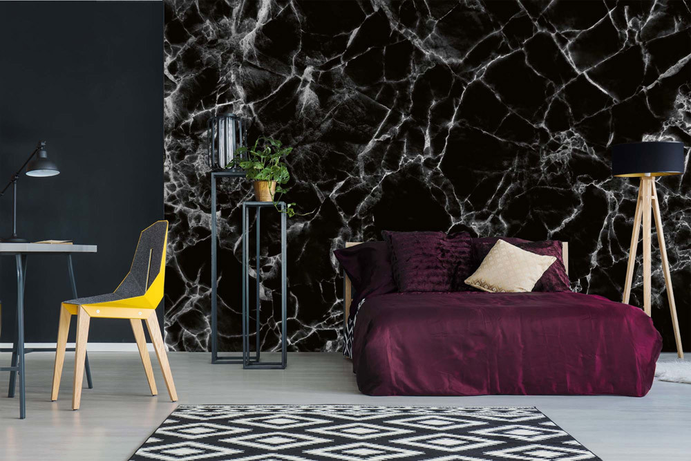 Fototapet - Black Marble Decorative Design- interiørbillede