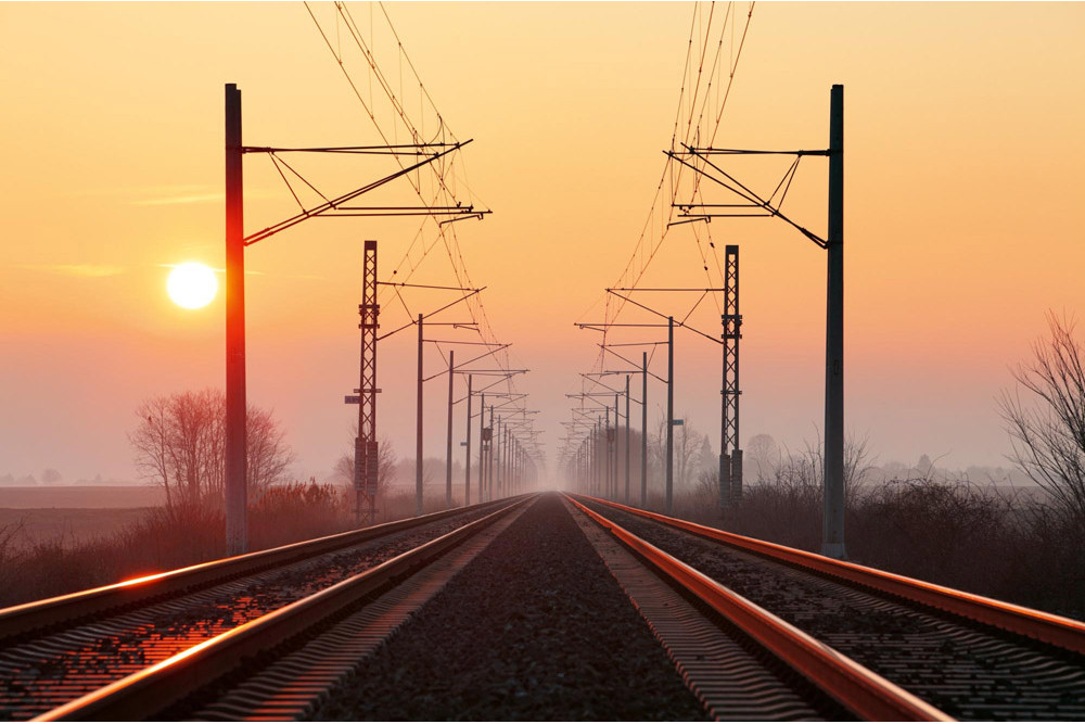 Fototapet - Railway At Sunset