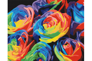 Mal efter tal - Rainbow roses - blomster