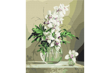 Mal efter tal - Orchids in a vase - blomster
