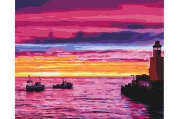 Mal efter tal - Sunset at the pier - landskaber