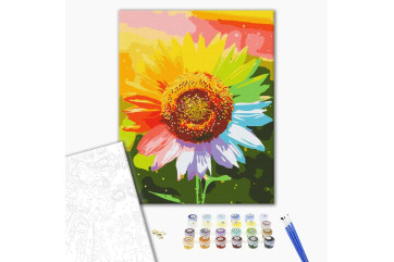 Mal efter tal - Rainbow sunflower