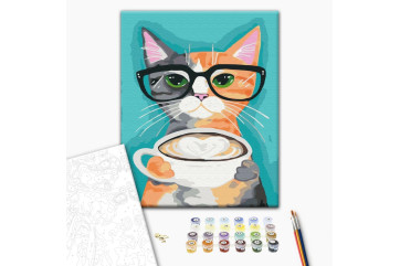 Mal efter tal - Cat and coffee