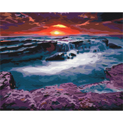 Mal efter tal - Sunset at the waterfall - landskaber