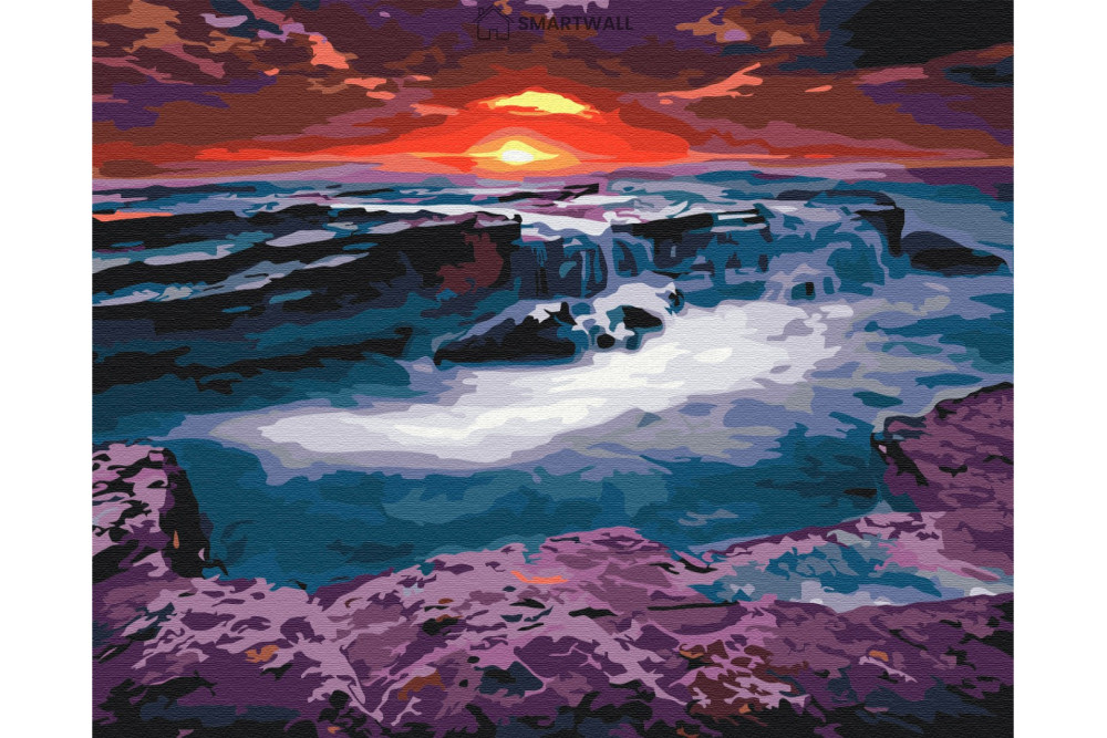 Mal efter tal - Sunset at the waterfall - landskaber