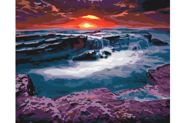 Mal efter tal - Sunset at the waterfall - landskaber