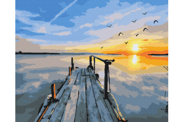 Mal efter tal - Sunset at the pier - landskaber