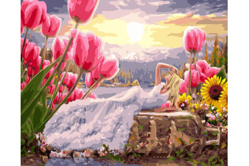 Mal efter tal - Thumbelina in white - blomster