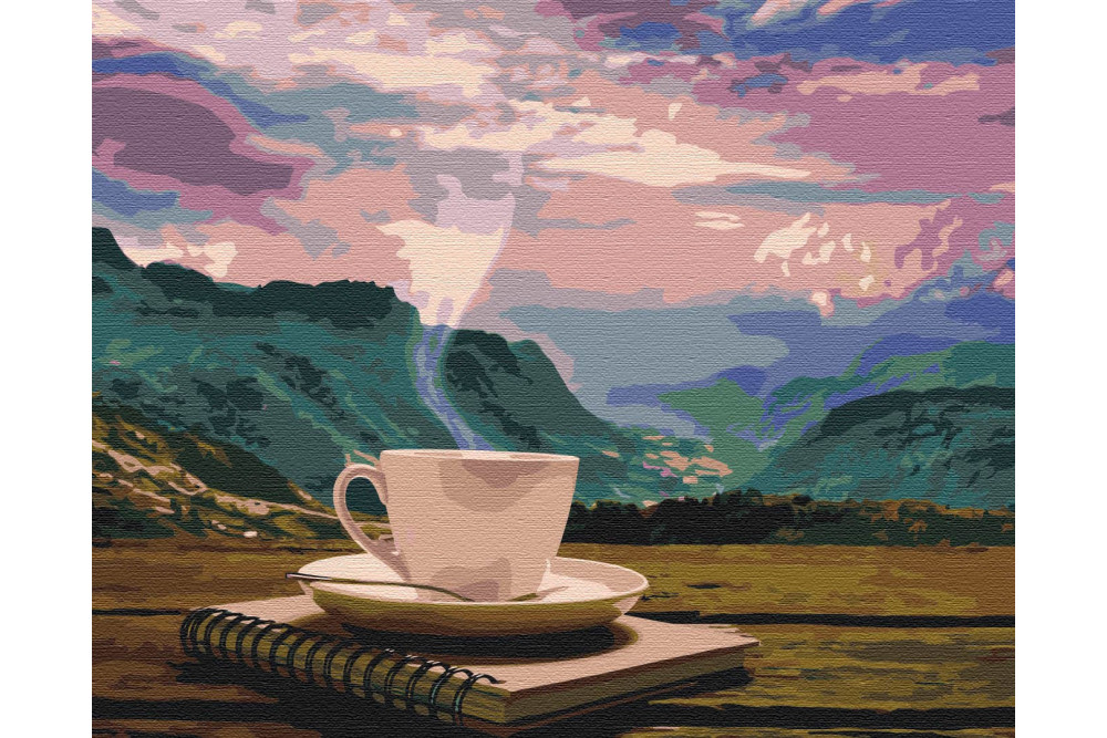 Mal efter tal - Morning overlooking the mountains - mad og drikke