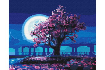 Mal efter tal - Sakura in the moonlight - landskaber