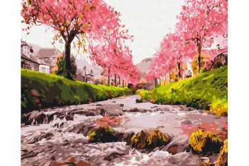 Mal efter tal - The river near the sakura - landskaber