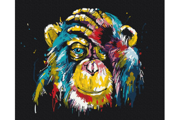 Mal efter tal - Colorful chimpanzee - dyr