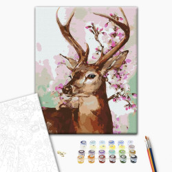 Mal efter tal - Deer and sakura branch