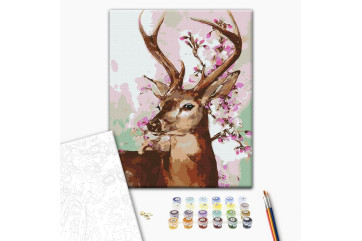 Mal efter tal - Deer and sakura branch