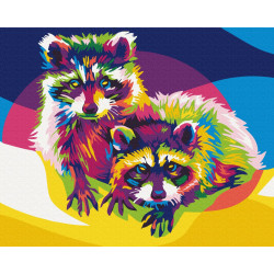 Mal efter tal - Rainbow raccoons - dyr