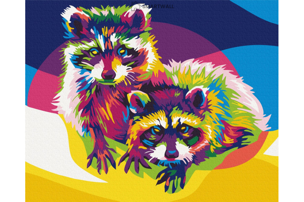 Mal efter tal - Rainbow raccoons - dyr